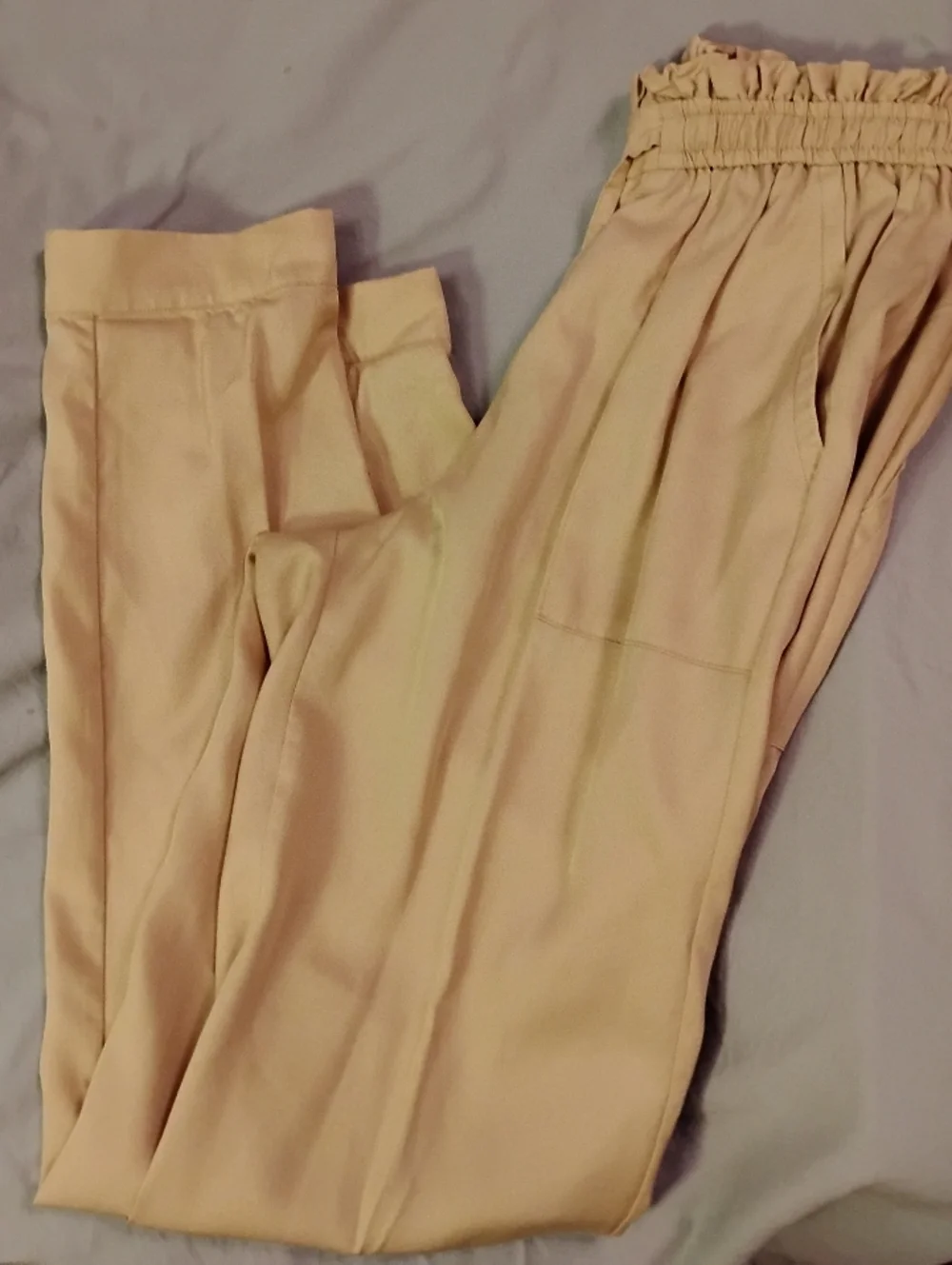 Garnet Hill Paperbag Adjustable Waist Tan Beige Lightweight Pants. Size M - Picture 5 of 14